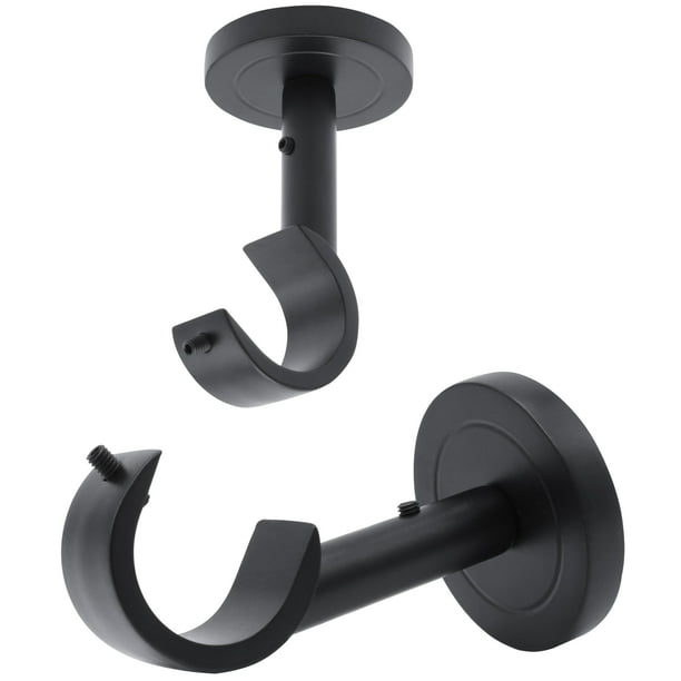 Soporte para barras de cortina A Key Tech de 1 pulgada para pared o techo, color negro