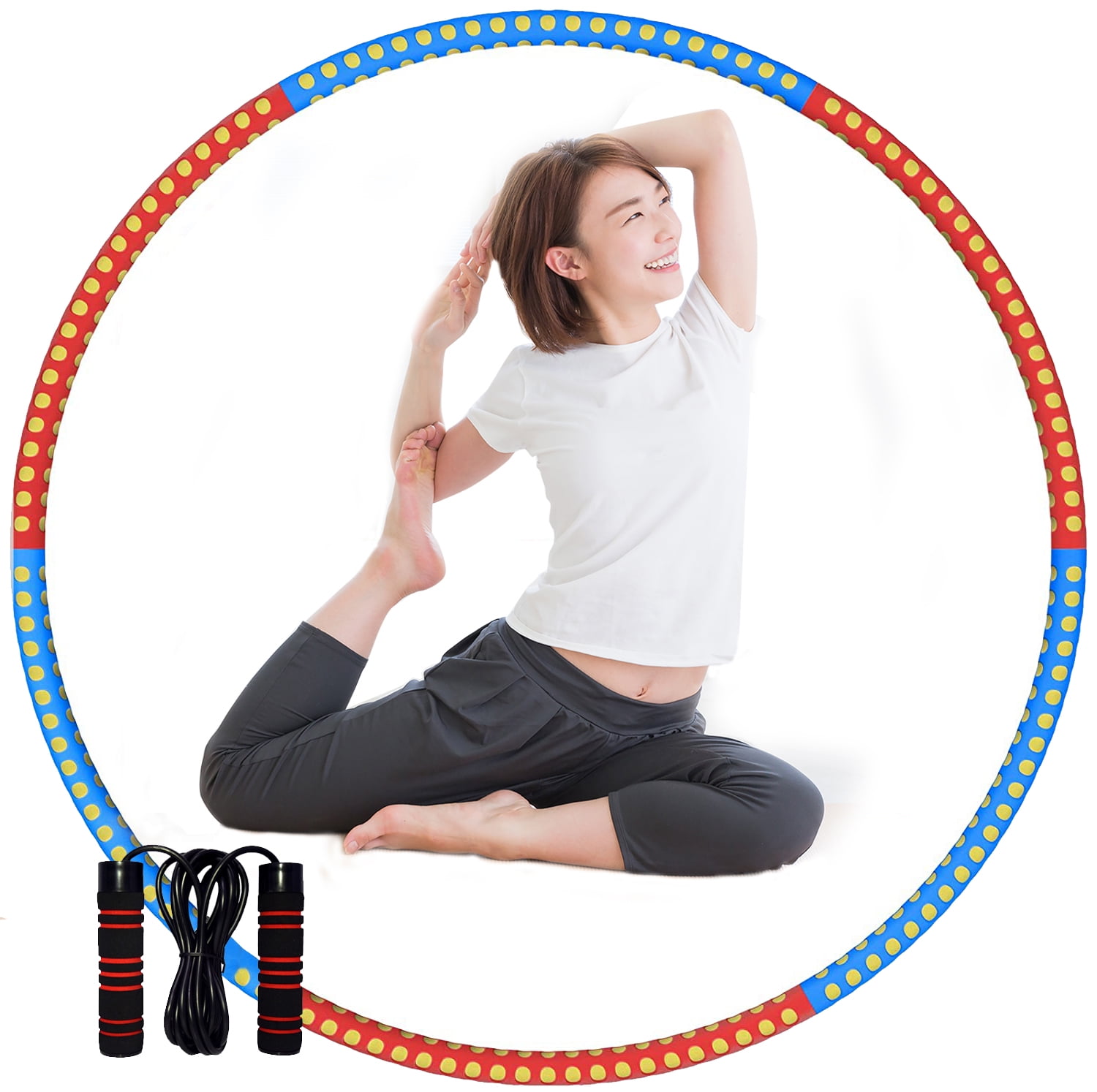 Details about   Fitness Hula Hoop with Jump Rope Exercise Detachable Hoop Removable Six-Section 