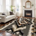 thumbnail image 2 of 8'x10' Area Rugs, Grey Orange Black Indoor Outdoor Area Rug for Living Room Bedroom, Boho Ethnic Geometric Southwestern Washable Bathroom Rugs Kitchen Floor Carpet Mats Home Decor Aesthetic, 2 of 8