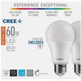 thumbnail image 2 of Cree Lighting A19 60W Equivalent LED Bulb, 815 lumens, Dimmable, Soft White 2700K, 25,000 hour rated life, 90+ CRI, Good for Enclosed | 2-Pack, 2 of 6