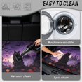 thumbnail image 5 of Binienty Halloween Black Cat Purple Print Car Trunk Mat, 29" x 39" Universal Size Anti-Skid Backing Rear Cargo Liner, Spooky Stylish Vehicle Interior Accessory Fits for Most Sedan, 5 of 7