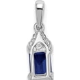thumbnail image 4 of 14K White Gold Emerald-Shape Sapphire And Diamond Pendant (Width 5) (Length 16.9) - Jbsp, 4 of 5