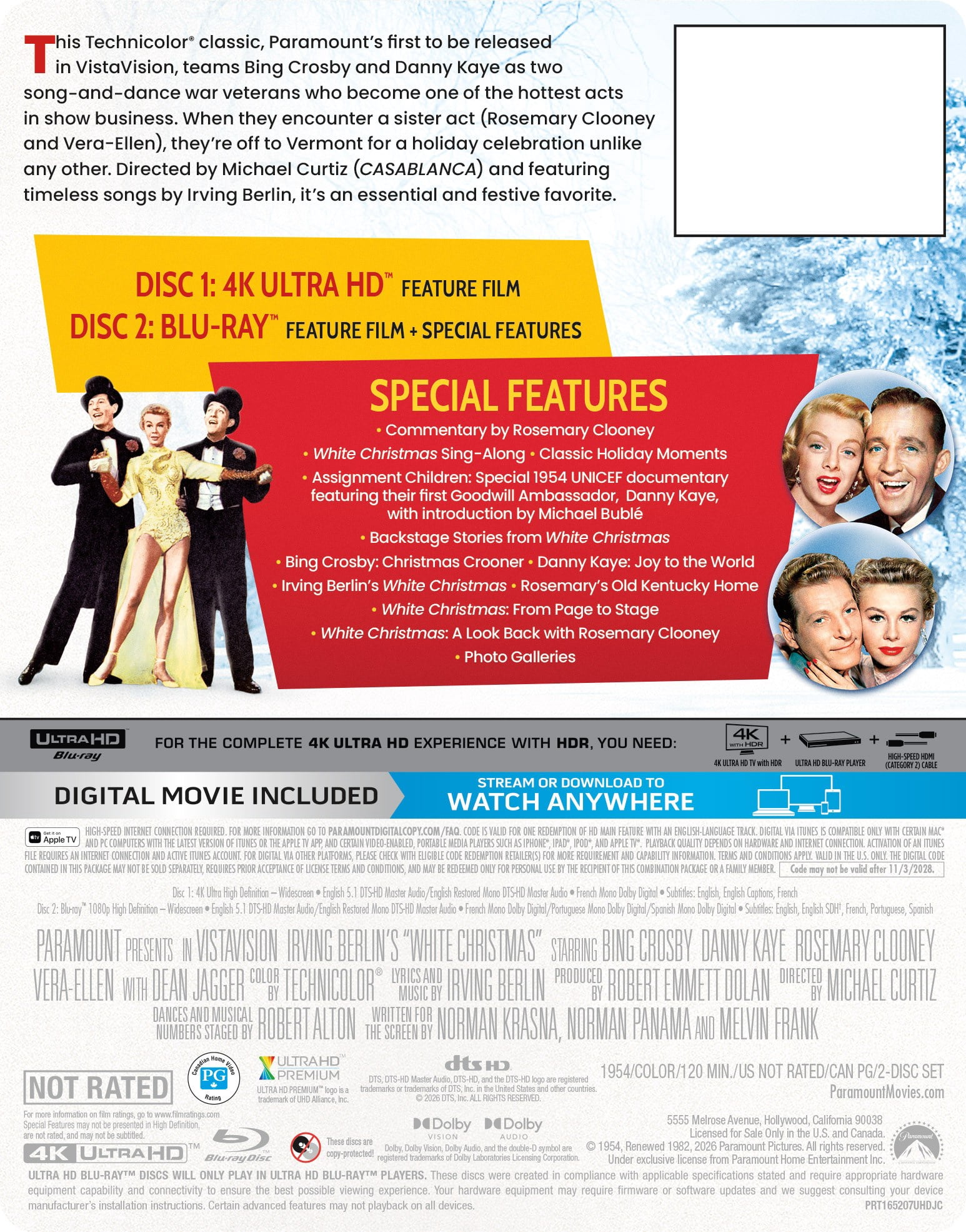 White Christmas (Limited Edition Steelbook) (4K Ultra HD + Blu-ray + Digital Copy) Paramount Pictures Corporation, Comedy
