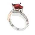 thumbnail image 2 of 2.3075 ct Princess Cut Natural Garnet Solitaire with Simulated Diamond Accents 18K White/Rose Gold Womens Engagement Ring, 2 of 5
