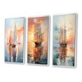 thumbnail image 3 of Designart "Minimalism Sailboat flow IX" Nautical & Beach Framed Wall Art Set Of 3 - Multi-Color Boat Sailing Frame Canvas Set For Living Room Decor, 3 of 6