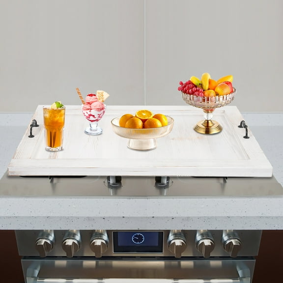 30 * 21.4 In Noodle Board Stove Covers with Handles, Wood Stove Cover for Gas and Electric Stoves, Extra Thick Wooden RV Stovetop and Sink Cover - Space Saving Kitchen Tray