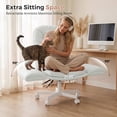 thumbnail image 3 of Hawsaiy Criss Cross Office Chair with Flip-Up Arms, Ergonomic Cross Legged Desk Chair, PU Leather Executive Computer Chair, 135° Reclining Plush Cushion, Pet-Friendly, White, 3 of 11
