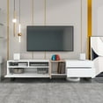 thumbnail image 5 of TV Stand for 75 Inch TVs, Paproos Modern 70'' Entertainment Center with Storage Cabinets & Metal Legs, TV Console with Doors, Media Console TV Cabinet for Living Room, Office, White, 5 of 7