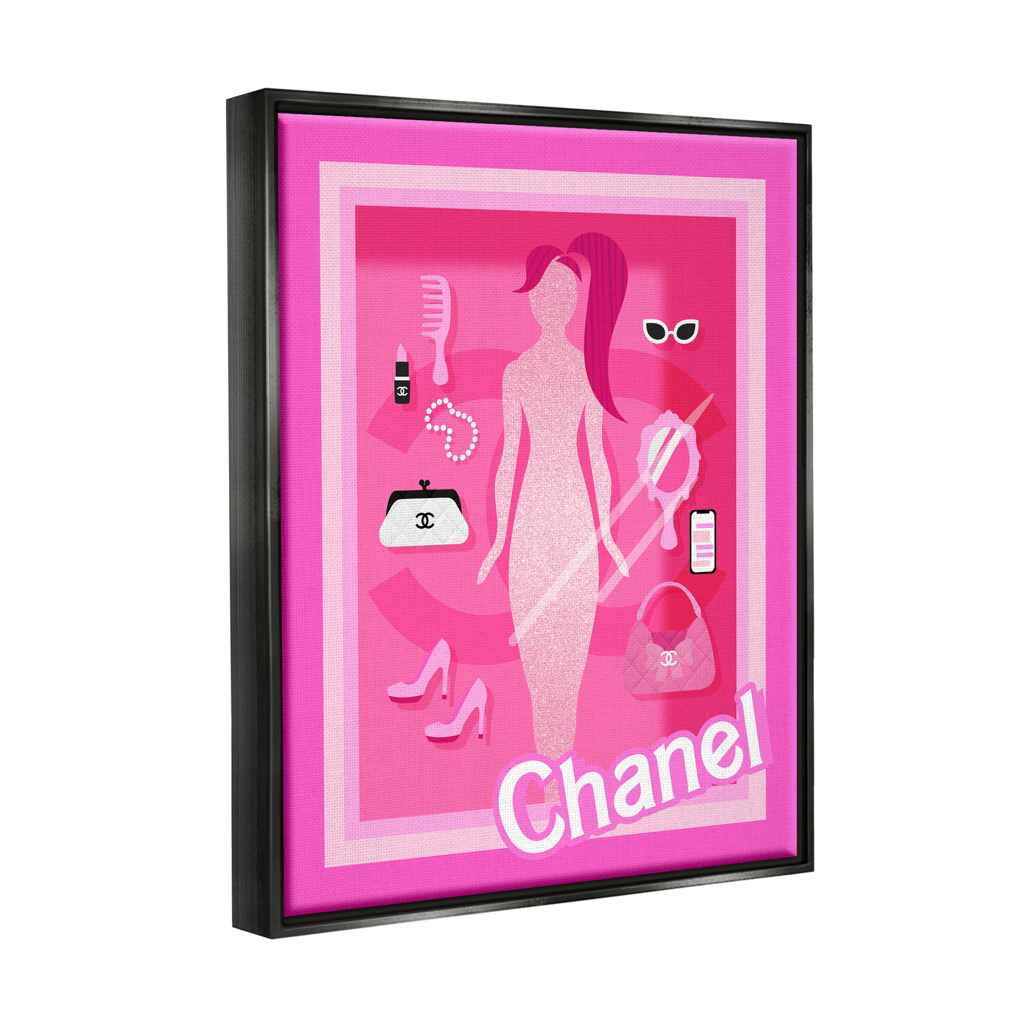 Stupell Industries Trendy Fashion Doll Beauty & Fashion Painting Black Floater Framed Art Print Wall Art, 17 x 21
