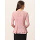 thumbnail image 4 of Blusa de encaje floral elegante Allegra K con cuello redondo manga larga para mujer Rosa L, 4 of 6