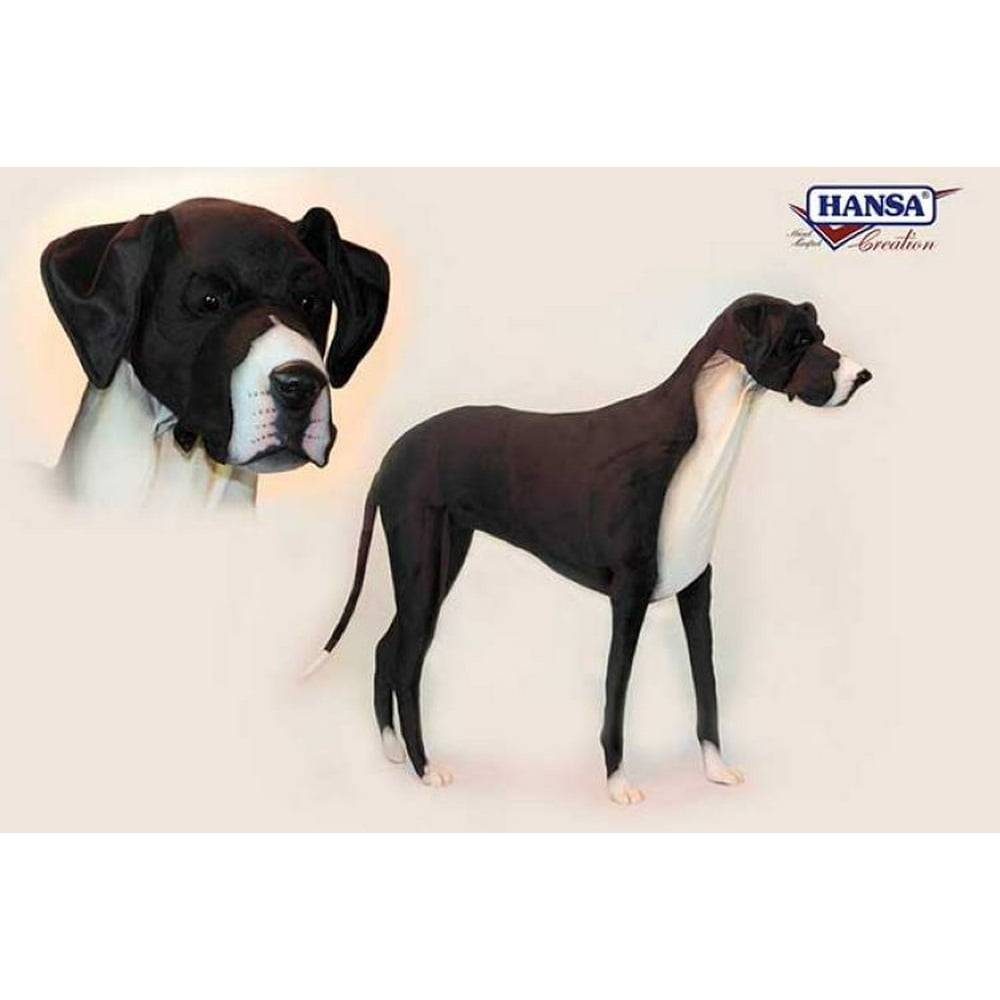 68" Handcrafted Black and White Standing Plush Great Dane Stuffed