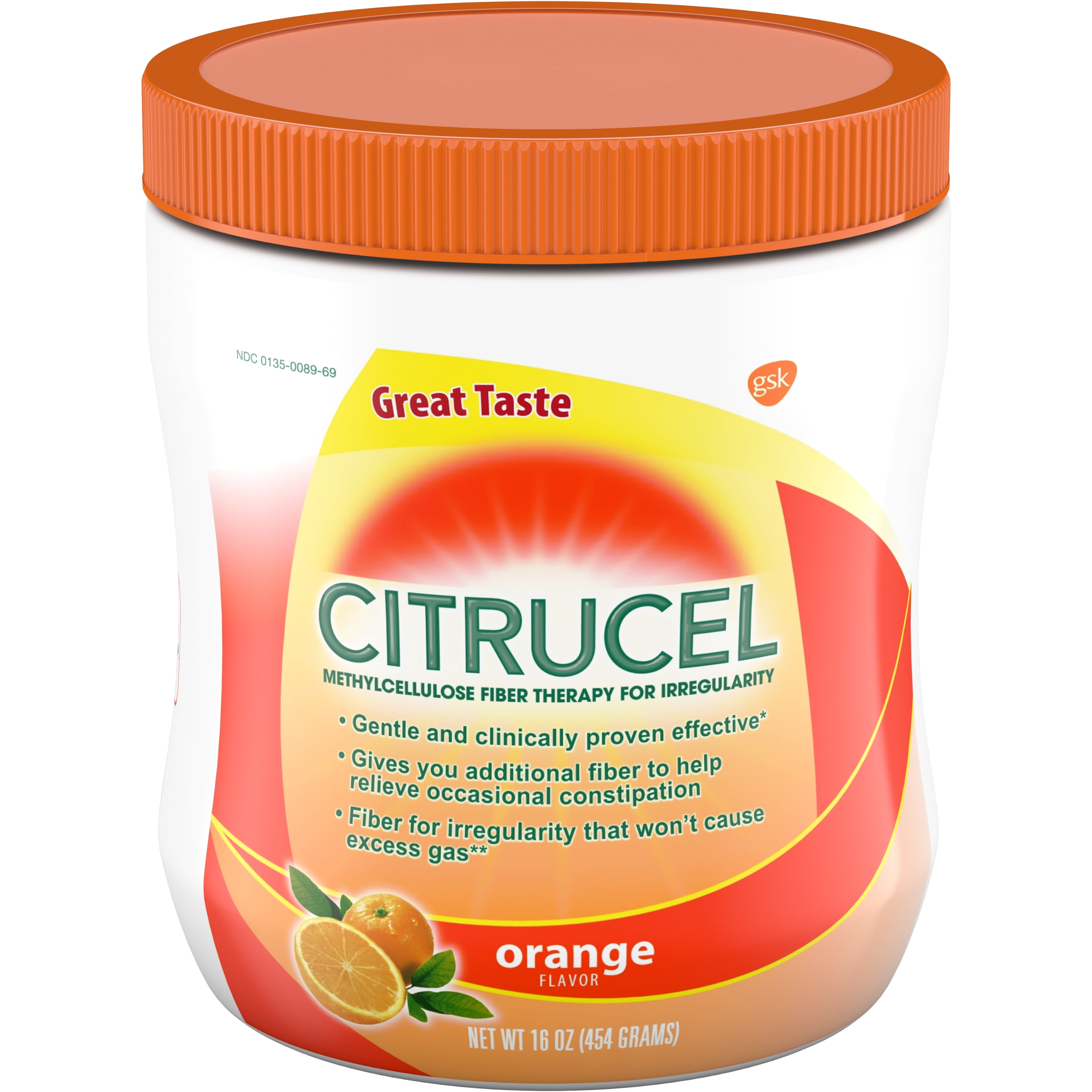 Citrucel Powder Orange Flavor Fiber Therapy for Occasional Constipation