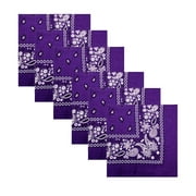 6 Pack Multi-Purpose Multi-Color Bandanas Head Band Scarf Protection 100% Polyester 22x22" Purple