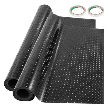 KFFKFF Garage Floor Mats 2 Rolls 14.7 x 3.6 Ft Garage Mat 2.5mm Thickness Black Garage Flooring PVC Garage Mats for Under Car