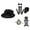 Black, variant on Men Solid Color Vintage Top Hat Pocket Watch Strap Tie 8pc Sets