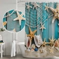 thumbnail image 3 of Coastal Beach Bathroom Shower Curtains with Hooks, Starfish Conch Waterproof Fabric Washable Shower Curtain for Home Hotel Bathtub Decor 60x72 Inch, 3 of 9