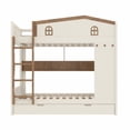thumbnail image 5 of Harper & Bright Designs Full over Full Bunk Bed with Trundle and Storage Shelves, Solid Wood Bunk Bed Frame with Stairs and Hooks, Beige+Natural, 5 of 11