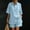 *Blue, variant on Women's Two Piece Outfit, Linen Blend Notch Collar Button Top and Elastic Waist Shorts Set with Pockets Khaki,Women's Plus M