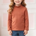 thumbnail image 2 of Ulanda Toddler Girls Mock Turtleneck Shirts Long Sleeve Thermal T-Shirt Cotton Girl Soft Basic Pullover Tops (Orange, 5-6 Years), 2 of 5