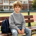 thumbnail image 4 of Kids Solid Color Winter Hoodie, Loose Casual Long Sleeve Pullover for Boys & Girls Gray 5 Years, 4 of 6