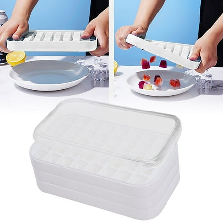 

HAXMNOU Ice Cube Silicone Tray With Removable Lid Easy Release Flexible Ice Cube Mold 120 Ice Cubes Per Tray Suitable For Cocktails Chocolate BPA Free