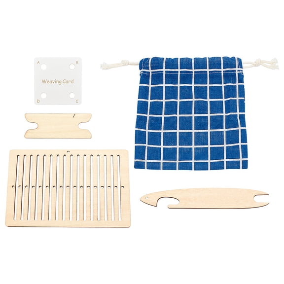 2 Sets Weaving Loom Kit 2 Styles Wooden Knitting Tools Set Belt Weaving Shuttle and Weaving Loom Frames for Beginner IdealDIY