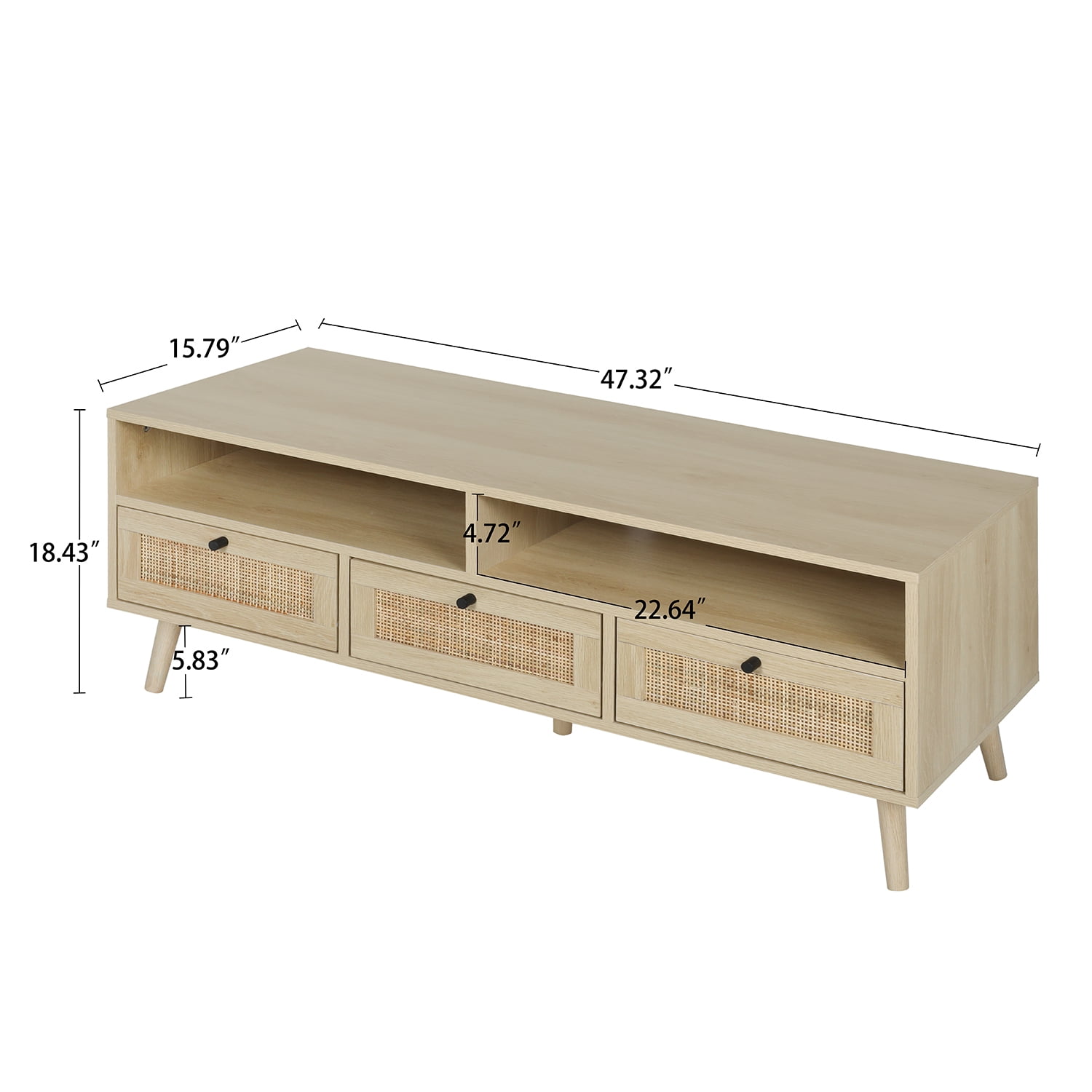 Kadyn 47.32" TV Stand, TV Cabinet with Solid Wood Feet, Entertainment Center TV Console for TVs up to 55", Natural Kadyn 47.32" TV Stand, TV Cabinet with Solid Wood Feet, Entertainment Center TV Console for TVs up to 55", Natural