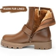thumbnail image 6 of HARVEST LAND Women Low Heel Ankle Boots Fashion Faux Lined Zipper Buckles Biker Booties, 6 of 9