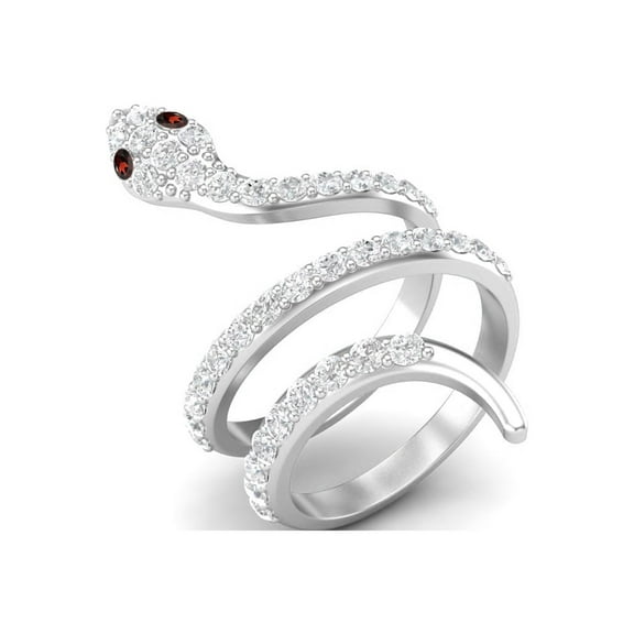 Mooneye 925 Sterling Silver Women Valentines Day Gifts Wrap Ring Natural Garnet Cobra Snake Rings