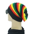 thumbnail image 4 of Moda Bob Marley Reggae jamaicano Gorra multicolor a rayas Sombrero Rasta Slouchy Baggie Beanie Skullies Gorro Rasta Mujer, 4 of 5