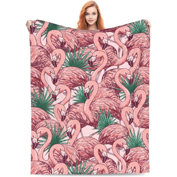 Pink Flamingo Blanket 50''''x60'''' Tropical Throw Blanket for Women Girls Lightweight Soft Plush for Crib Couch Travel Gifts for Flamingo Lovers Birthday Decorations Flamingo Decor Abstract Beautiful