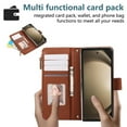 thumbnail image 5 of Zipper Wallet Cover for Samsung Galaxy Z Fold 7, Case with Crossbody Strap & Wrist Strap Card Holder Folding Stand Premium PU Leather Folio Flip Phone Case for Women for Galaxy Z Fold 7, Brown, 5 of 10