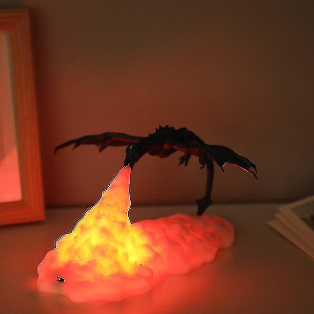 Luz nocturna pequeña con estampado 3d de dragón que respira fuego, luz nocturna creativa para el hogar, lámpara Led recargable para escritorio, hogar