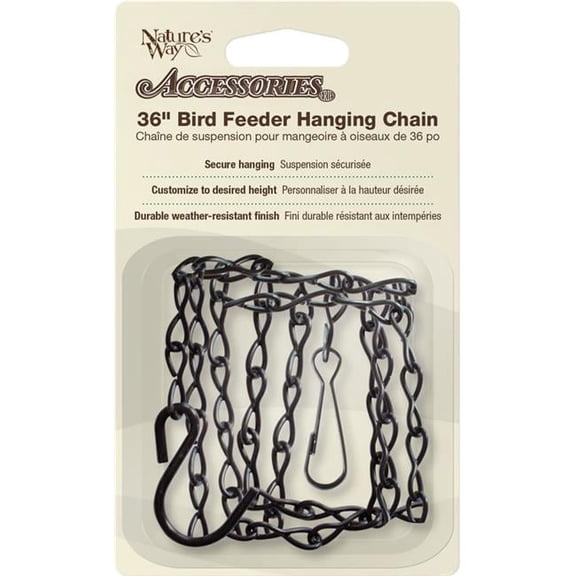 Natures Way WWHANG-36-1 36 in. Metal Bird Feeder Hanging Chain, Black