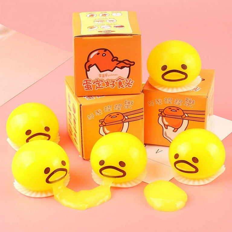 1 Pieces Yellow Round Vomiting and Sucking Lazy Egg Yolk for Stress Relief  and Tricky Game 