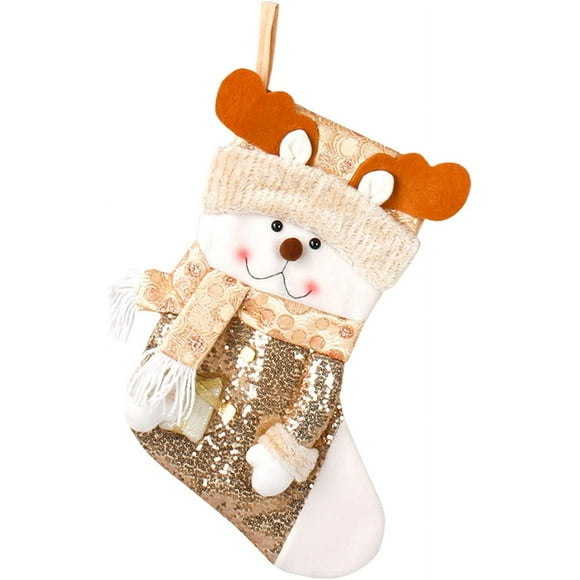 Golden Sequins Christmas Stockings, Home Christmas Decorations With 3D Gnome Sock, Large Size For Storage Of Candy, Chocolate, Gifts, Perfect For Christmas Tree, Fireplace Decoration