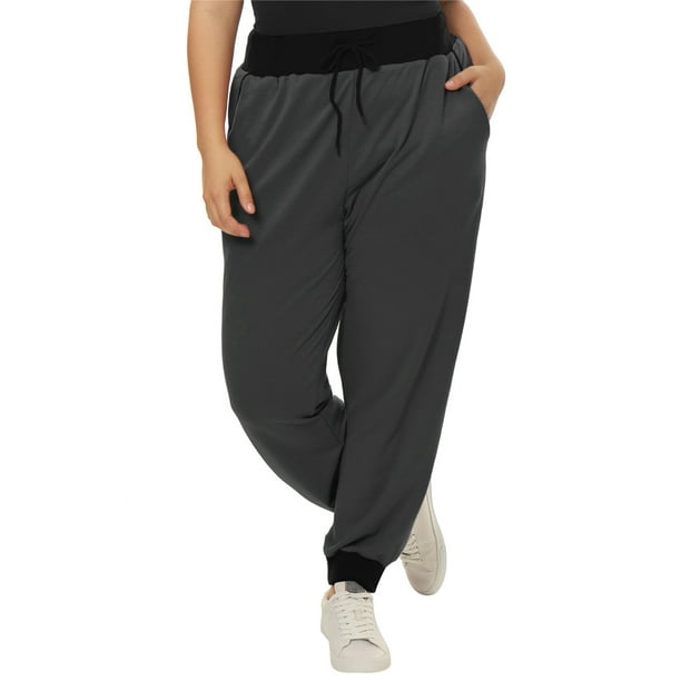 Unique Bargains - Women's Plus Size Sweatpant Drawstring Waist Jogger ...