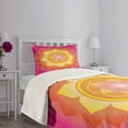 thumbnail image 3 of Ambesonne Leaf Quilted Bedspread Set 2 Pcs, Lotus Planet Astral Cosmic, Twin Size, Hot Pink Yellow Red, 3 of 5
