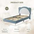 thumbnail image 3 of IdealHouse Full Size Princess Bed Frame - Adjustable Scallop Headboard, Velvet Upholstered, No Box Spring Needed, Blue + White, 3 of 7