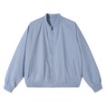 thumbnail image 2 of Swanpen Women's Jacket Bomber baseball jacket Zip Up Long Sleeve Casual Fall Coat Windbreaker with Pockets,Blue, 2 of 4