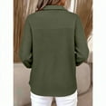 thumbnail image 3 of Button Down Shirts for Women Loose Fit Long Sleeve Polo Shirts Lightweight Waffle Knit Tops with Pocket Army Green S, 3 of 3