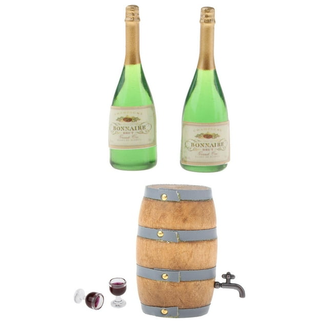 Casa de Miniatura Barril de Cerveza Botella con Barra de Imaginación CUTICAT casa de muñecas vino en miniatura