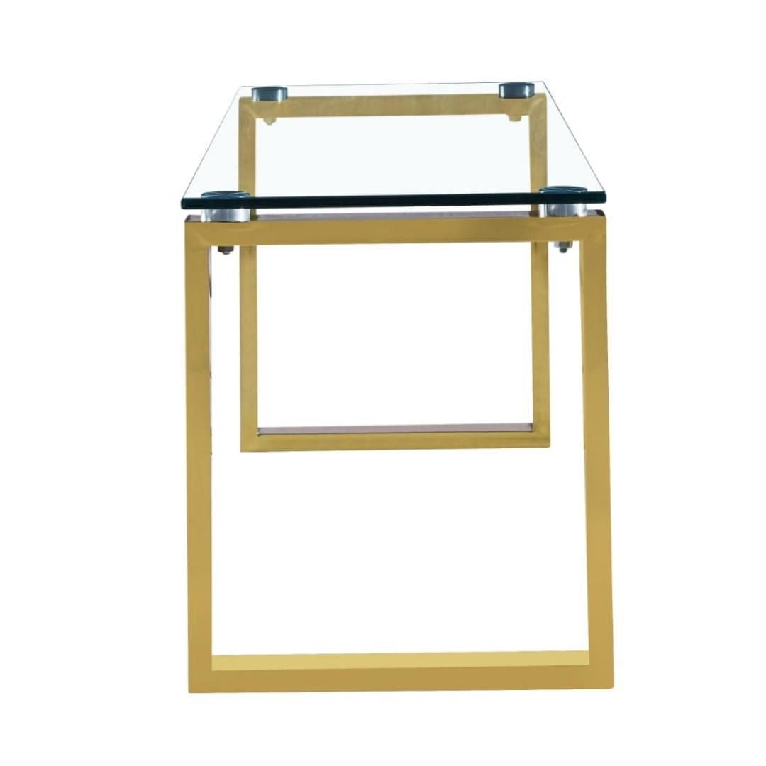Gyna Large Coffee Table – Elegant Glass Top with Shiny Gold Legs