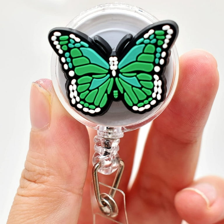 8 Pack Butterfly Badge Reels Retractable Nursing Badge Reel Holders Clip  Cute Different Colorful Butterflies ID Badge Reel Accessories PVC for Nurse