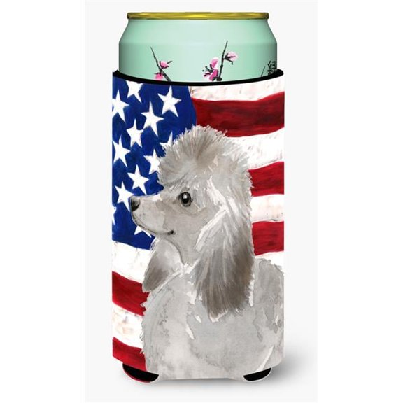 Grey Standard Poodle Patriotic Tall Boys Beverage Insulator Hugger