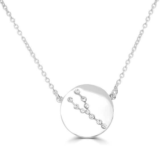 Sterling Silver Taurus Zodiac Crystal Pendant Necklace, 16 Inches