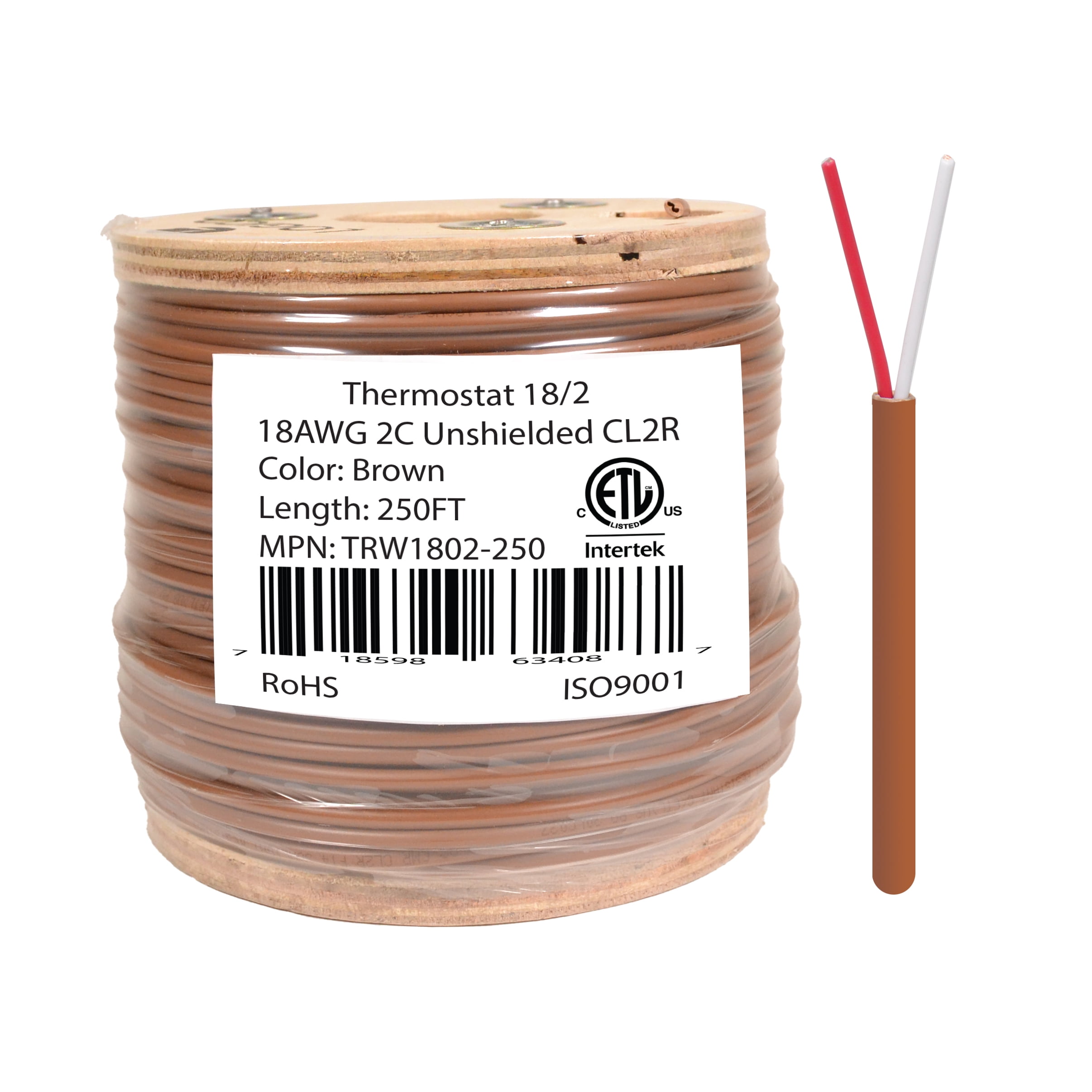 Thermostat Wire 18/3 • 18 Gauge 3 Conductor • Made in the USA • 15 Ft Length 