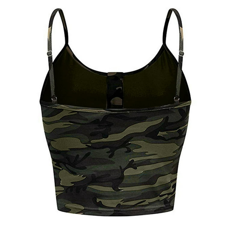 Fengqque Womens Sleeveless Button Up Casual Camouflage Print Vest