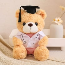 TOPRenddon Graduation Bear Doll with Doctoral Cap & Nurse Outfit – 9” Stuffed Animal Gift for Nurses, Doctors, Graduates (White Coat, Twisted Flower, Premium Plush)