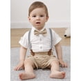 thumbnail image 3 of CARETOO Baby Boy Clothes Suits Romper Shirt BowTie Suspender Pants Formal Set Cotton Fabric 0-18M, 3 of 19